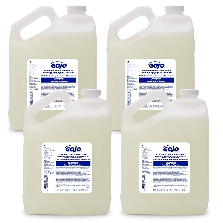GOJO Premium Body & Hair Shampoo, Bulk Pour Gallon, Clear, 4/cs