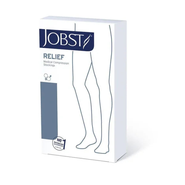 Compression Stocking, Thigh Relief, 20-30mmhg, Closed Toe, Silicone Band, Petite Large, Black, 1/pr (Continental US Only)
