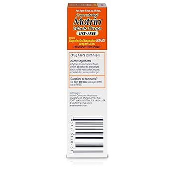 Motrin, Infant, Original Berry, 1 fl oz, Dye-Free, 6/bx, 6 bx/cs