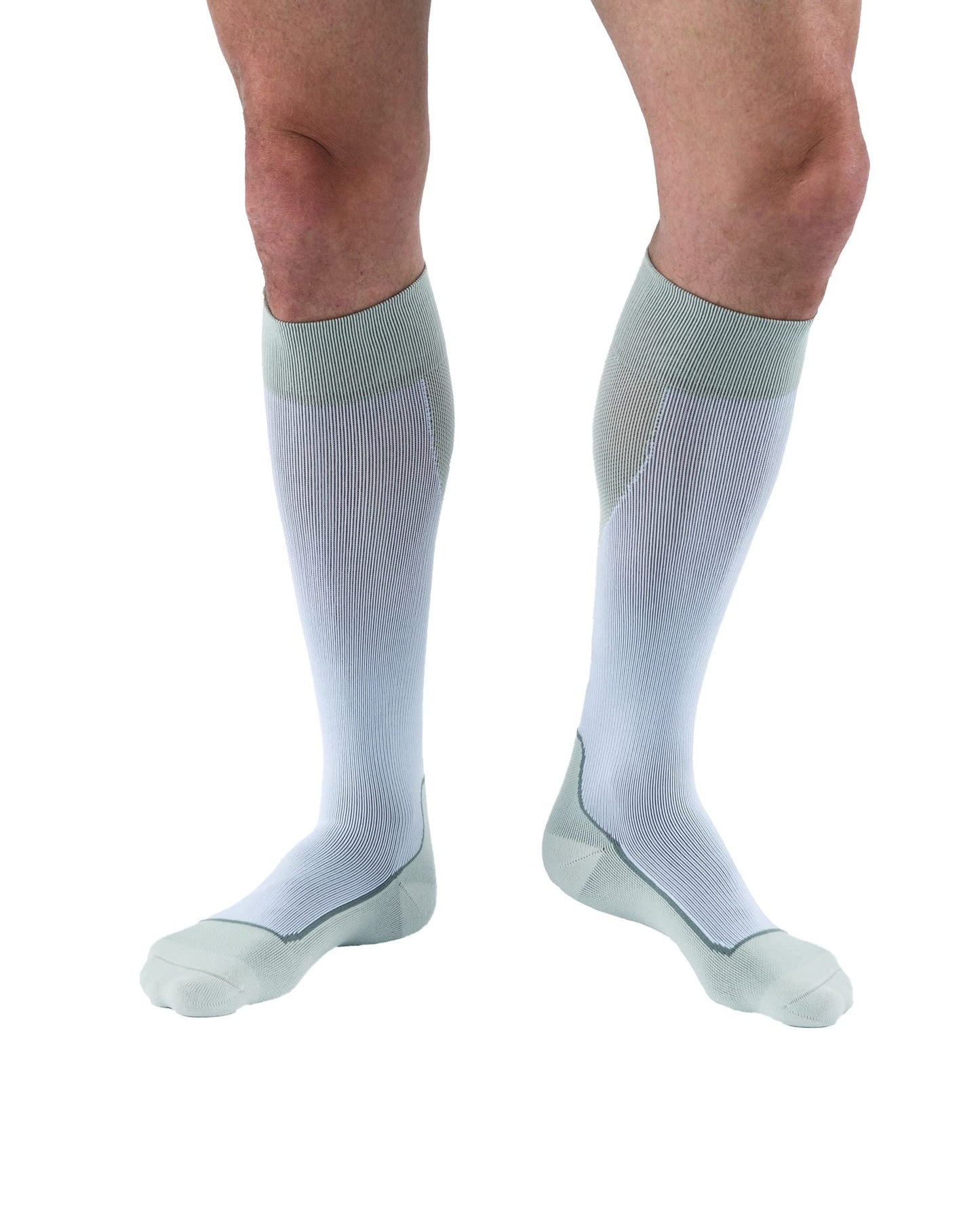 Sock, Knee High, 15-20 mmHG, Closed Toe, White/Grey, Large (Continental US Only)