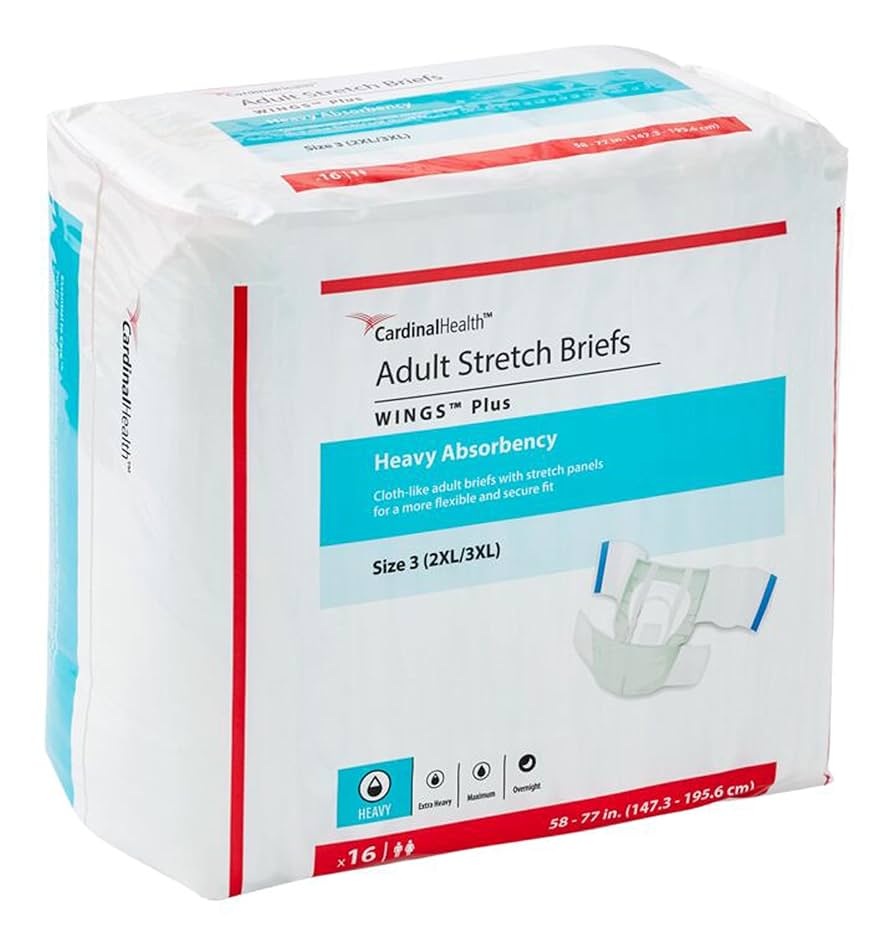 Adult Stretch Briefs, WINGS Plus, Quilted Stretch with BreatheEasy Technology, Size 2 (2XL/3XL), Green, 15/bg, 4 bg/cs (Continental US Only)