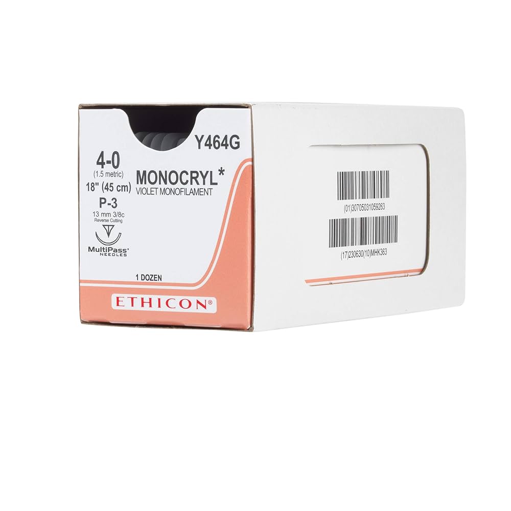 Suture, Precision Point Reverse Cutting, Size 4-0, 18", Violet Monofilament, Needle P-3, 3/8 Circle, 1 dz/bx (Continental US Only)