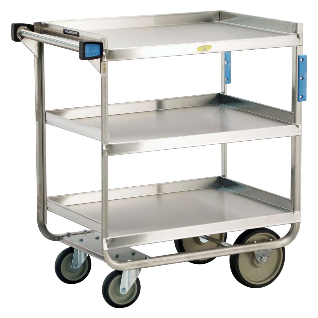 Heavy Duty Cart, 3 Shelves, 19 3/8" x 32 5/8" x 34_"H, 18" x 27" Shelf, 10" Clearance