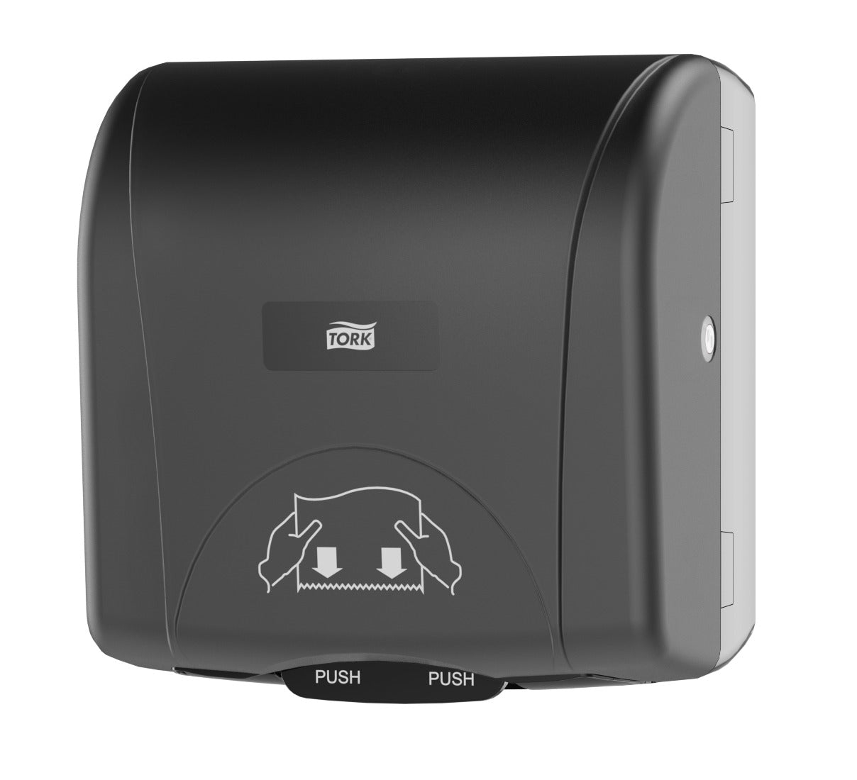 Hand Towel Roll Dispenser, Mechanical, Mini, Universal, White, H86, Plastic, 12.5" x 11.8" x 7.5"