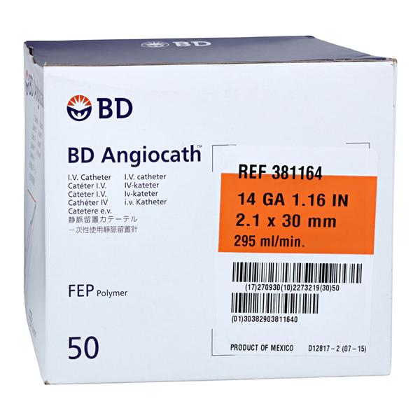 IV Catheter, 14G x 1.16", 50/bx, 4 bx/cs (Continental US Only) (Drop Ship Requires Pre-Approval)