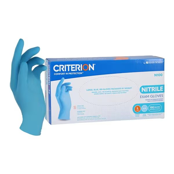 Criterion N100 Nitrile Exam Gloves Medium Blue Non-Sterile 100/Bx, 10 BX/CA (1118536)
