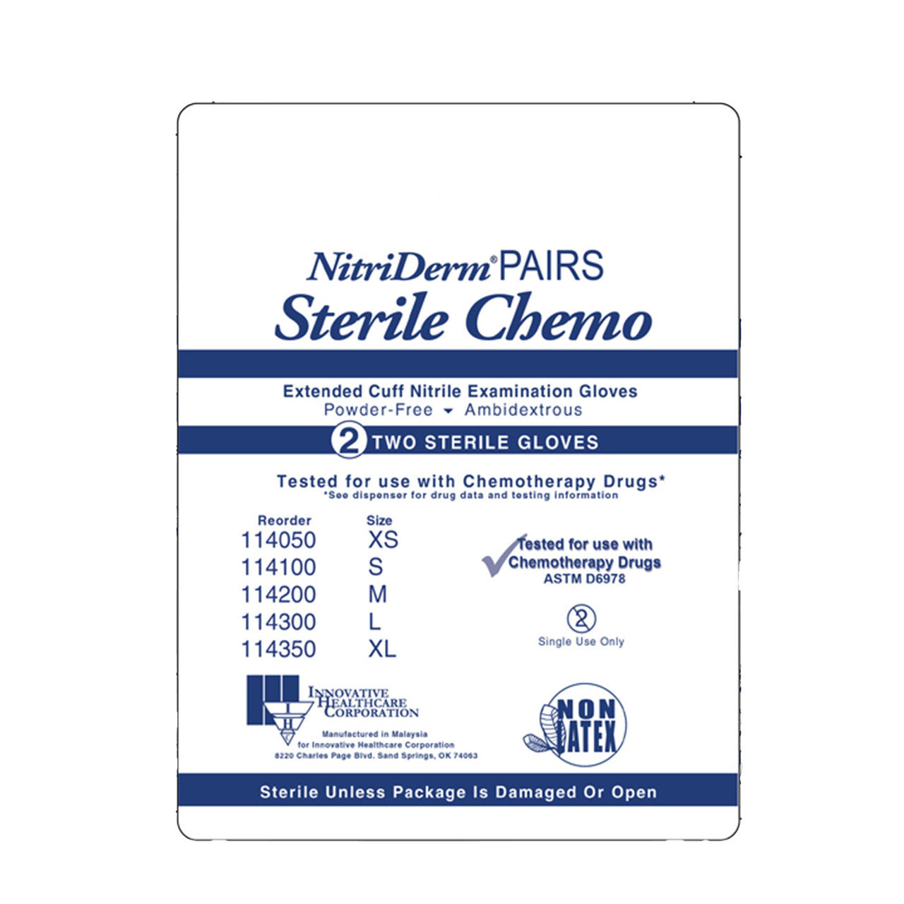 Gloves, Exam, Small, Nitrile, Sterile, PF, Chemo Rated, Extended Cuff, Pairs, 50 pr/bx, 4 bx/cs