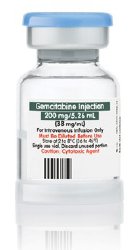 Gemcitabine Injection, 200 mg, 5.26 ml Vial, Single Dose, Onco-Tain Glass Fliptop Vial (Rx) (Item is Non-Returnable) (We must have your Wholesale Drug License on File before shipping this product) (US Only, Excluding IN and ND)