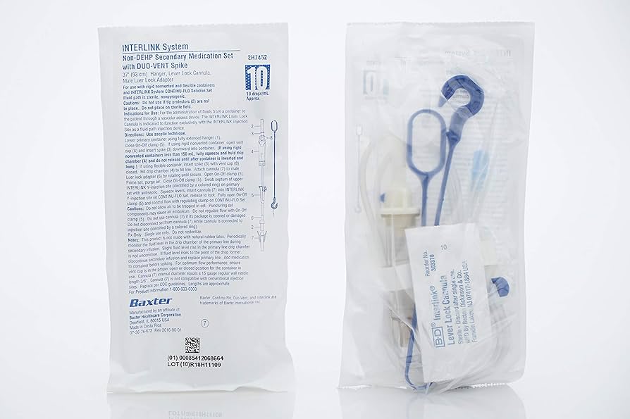 Secondary Medication Set, DUO-Vent Spike, Hanger, Interlink Lever Lock Cannula (detached), Male Luer Lock Adapter, 10 drops/ml, 37" Length, Non-Pyrogenic, Non-DEHP, Sterile Fluid Path, 48/cs (Rx) (Continental US Only) (Product Access Restricted. Check with your sales rep to verify eligibility) (Item on Manufacturer Allocation - Inventory Limited when Available)