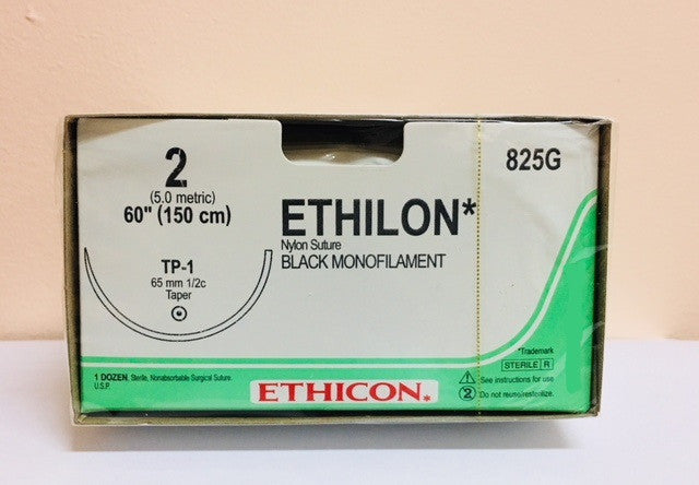 Suture, Taper Point, Size 2, 60", Black Monofilament, Needle TP-1, _ Circle, 1 dz/bx (Continental US Only)