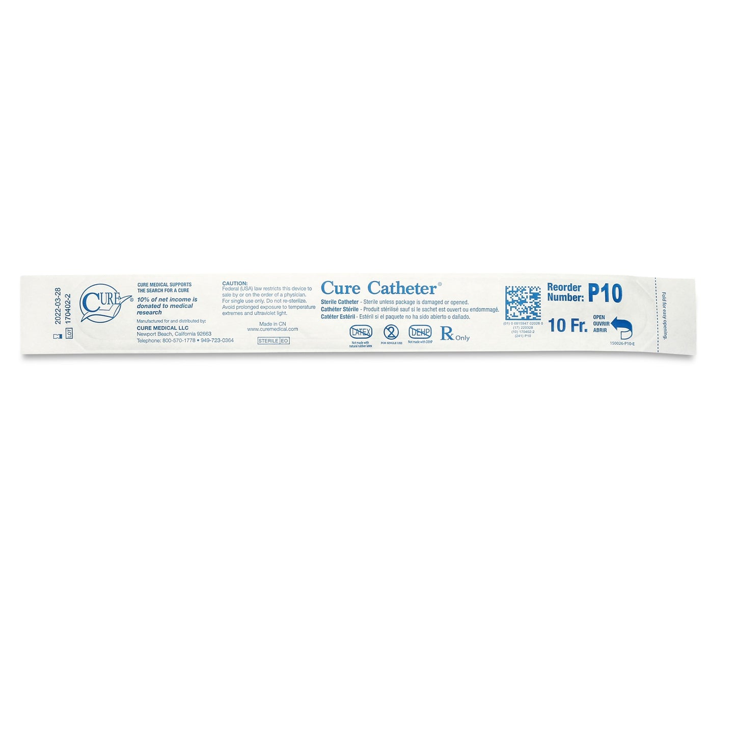 Catheter, Pediatric, Uncoated, Single-Use, 10", Straight Tip, 10FR, 30/bx, 10 bx/cs (Continental US Only)