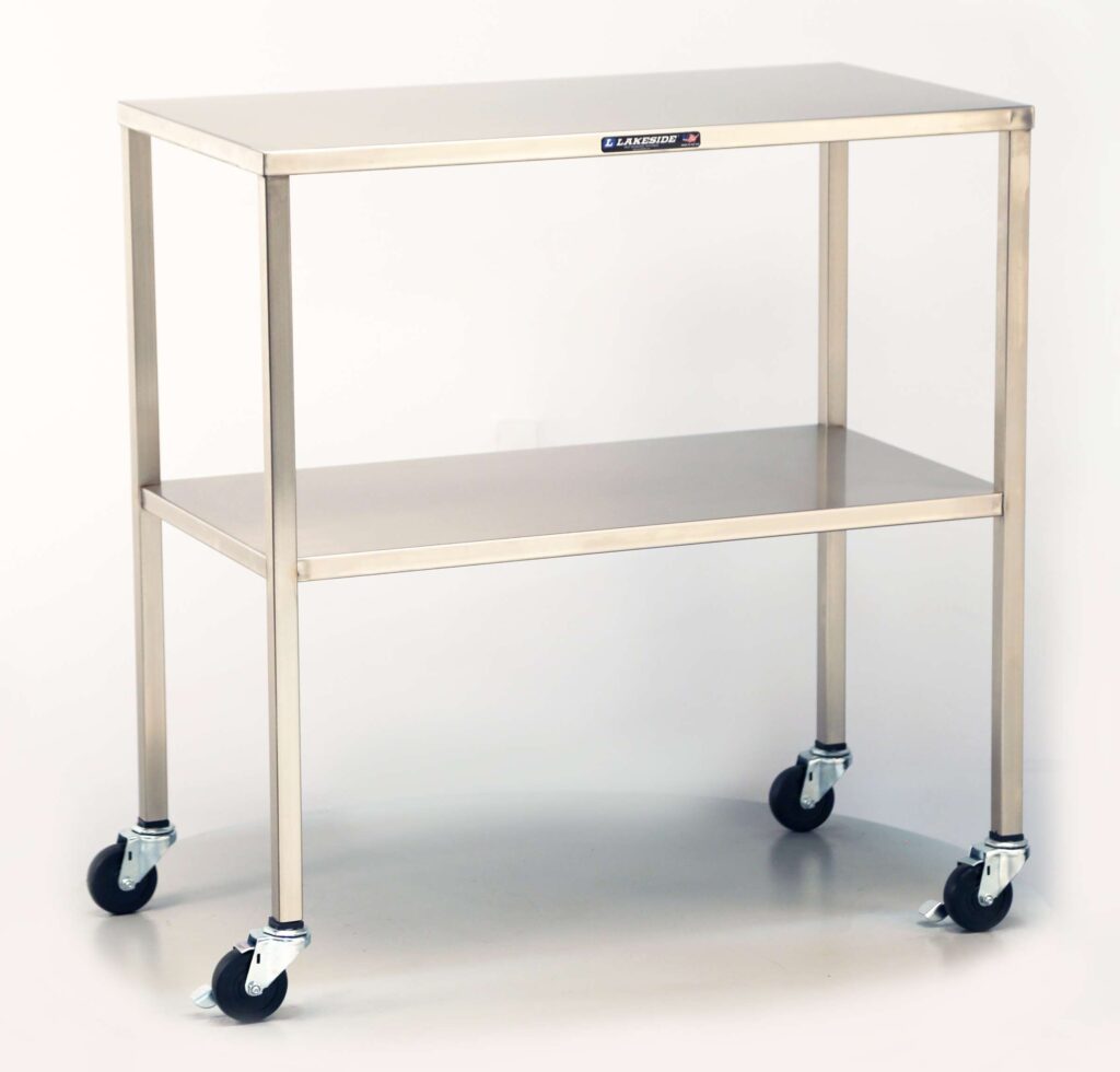 Instrument Table & Shelf, 16"W x 20"L x 34"H, 200 lb Capacity, Stainless Steel (DROP SHIP ONLY)
