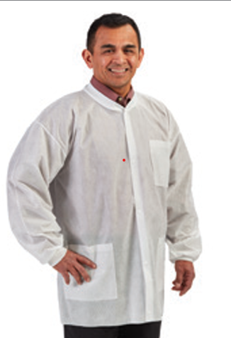 Labmates Jacket, 3-Pocket, Small, Nonwoven, White, 50/cs