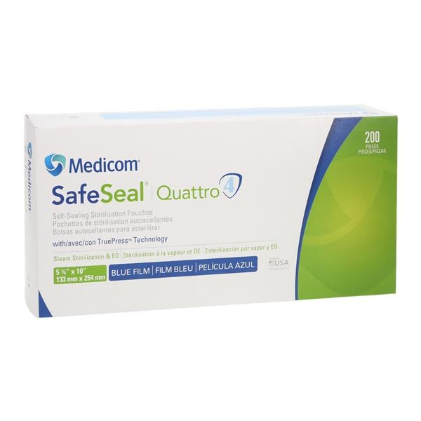 Quattro Sterilization Pouch, 5_" x 10", 200/bx, 10 bx/cs (48 cs/plt) (Not Available for sale into Canada)