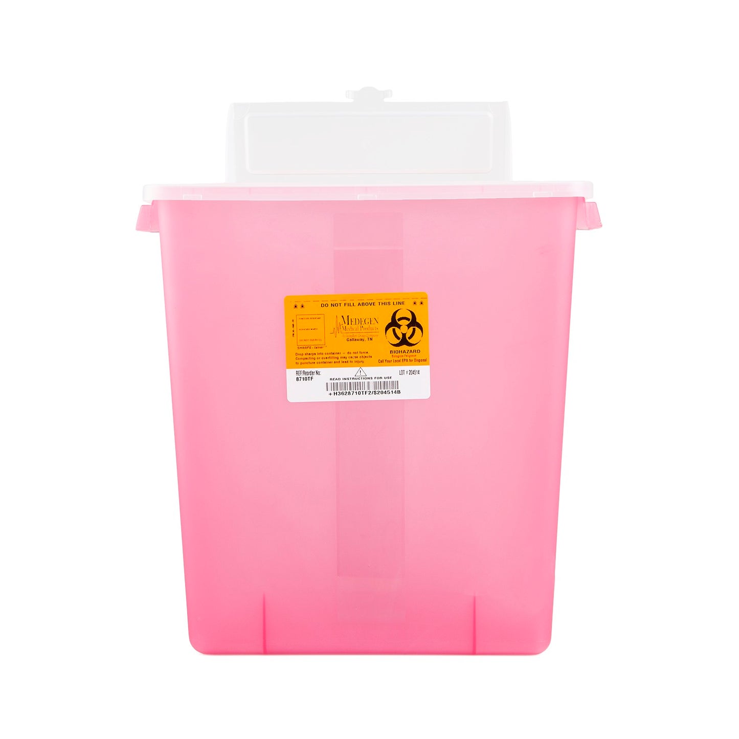 Stackable Sharps Container, Polypropylene, 12_" x 13_" x 6", Lockable Sliding Lid, Biohazard Symbol, Translucent Red/ Black, 3 Gal, 12/cs