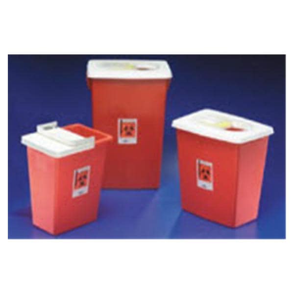 SharpSafety Sharps Container, PGII, Gasketed Hinged Lid, 18 Gal, Red, 5/cs (10 cs/plt) (Continental US Only)