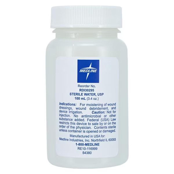 Irrigation Solution Water 100mL Plastic Pour Bottle 48/Ca (RDI30295)
