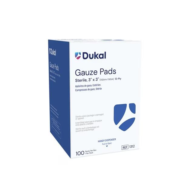 100% Woven Cotton Gauze Pad 3x3" 12 Ply Sterile 100/BX (1312)