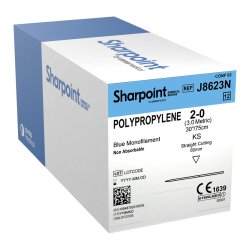 Polypropylene Suture, Monofilament, Straight Cutting, Size 2-0, 30"/75cm, 60mm, Straight, 12/bx