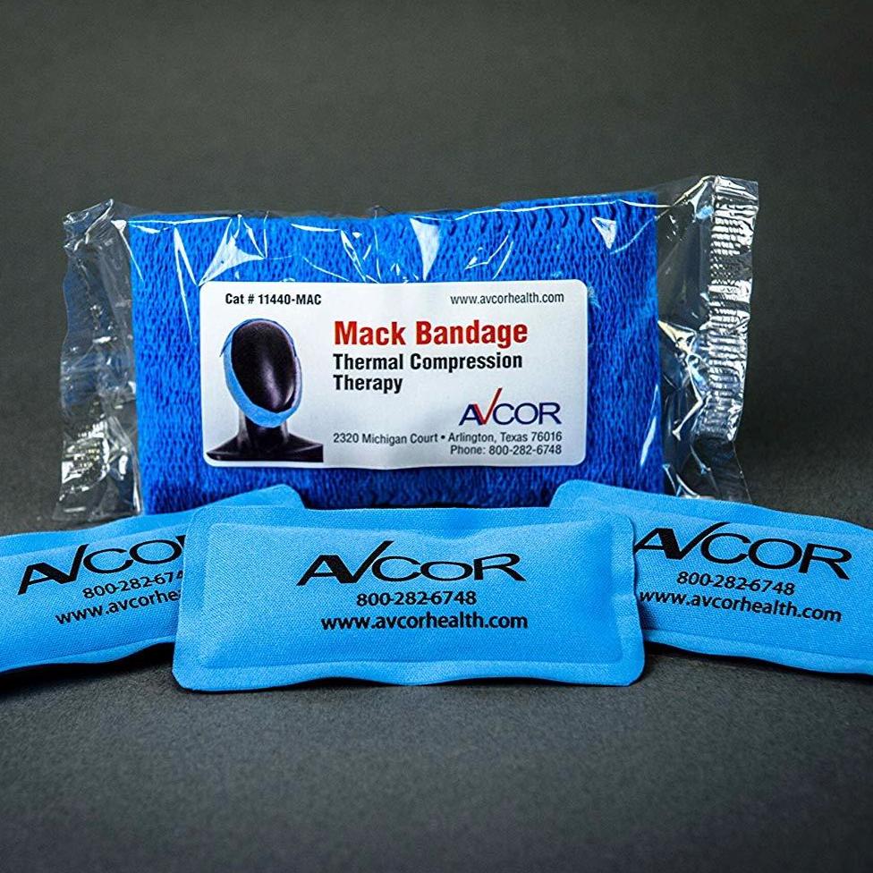 Thermal Compression Therapy System, Velcro Closure, 3.25" x 36", Mack Bandage for Oral and Maxillofacial Recovery (Loaded with 2 Gel Packs), Blue, Non-Sterile, Latex-Free, 20/cs