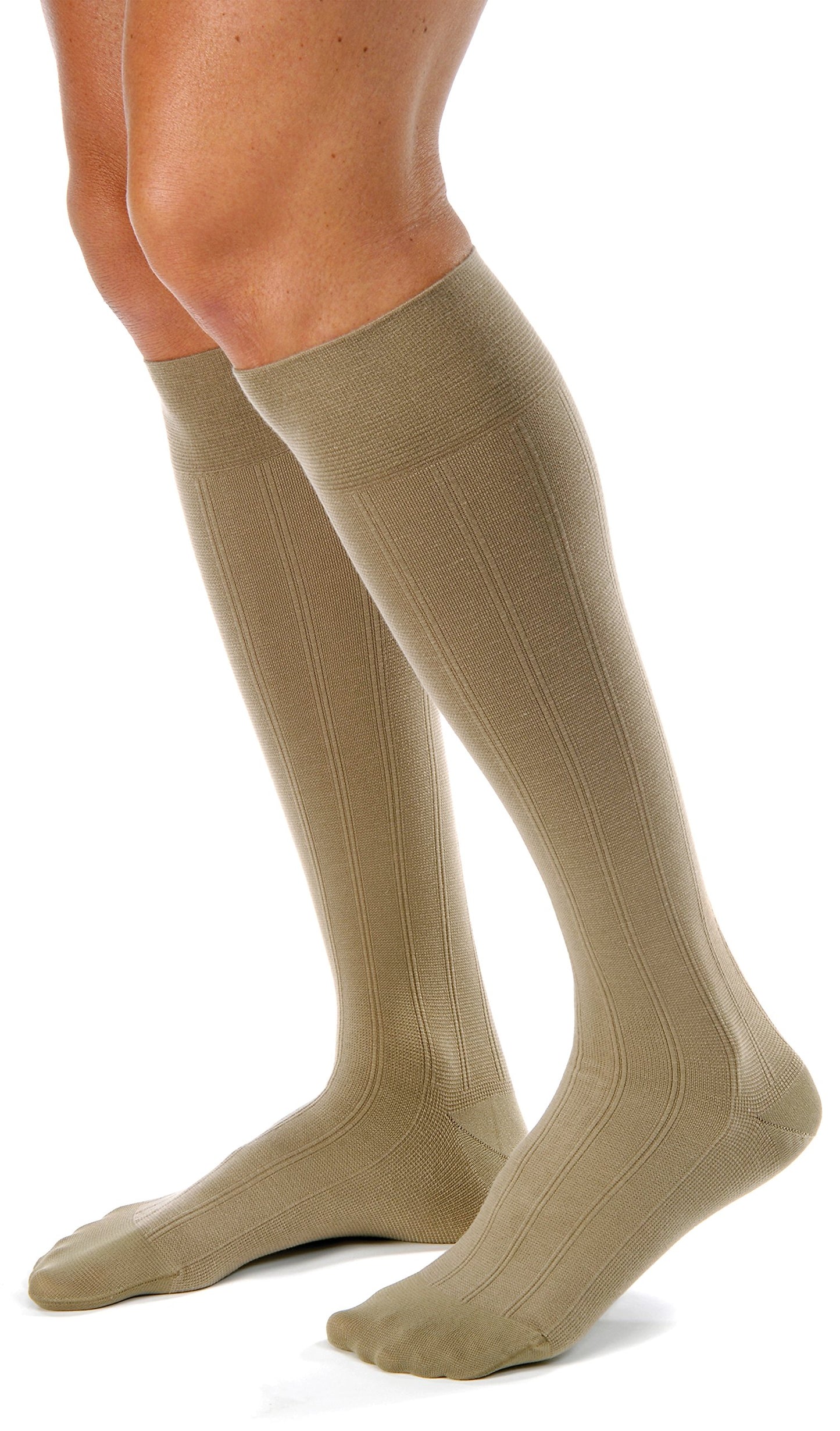 Sock, Knee High, 20-30 mmHG, Closed Toe, Khaki, Large, Full Calf (Continental US Only)