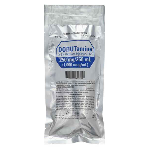 Dobutamine in 5% Dextrose Injection, USP, 1 mg/ml, 250 ml Flexible Container, 12/cs (Rx) (Item is Non-Returnable) (We must have your Wholesale Drug License on File before shipping this product) (US Only, Excluding IN and ND)