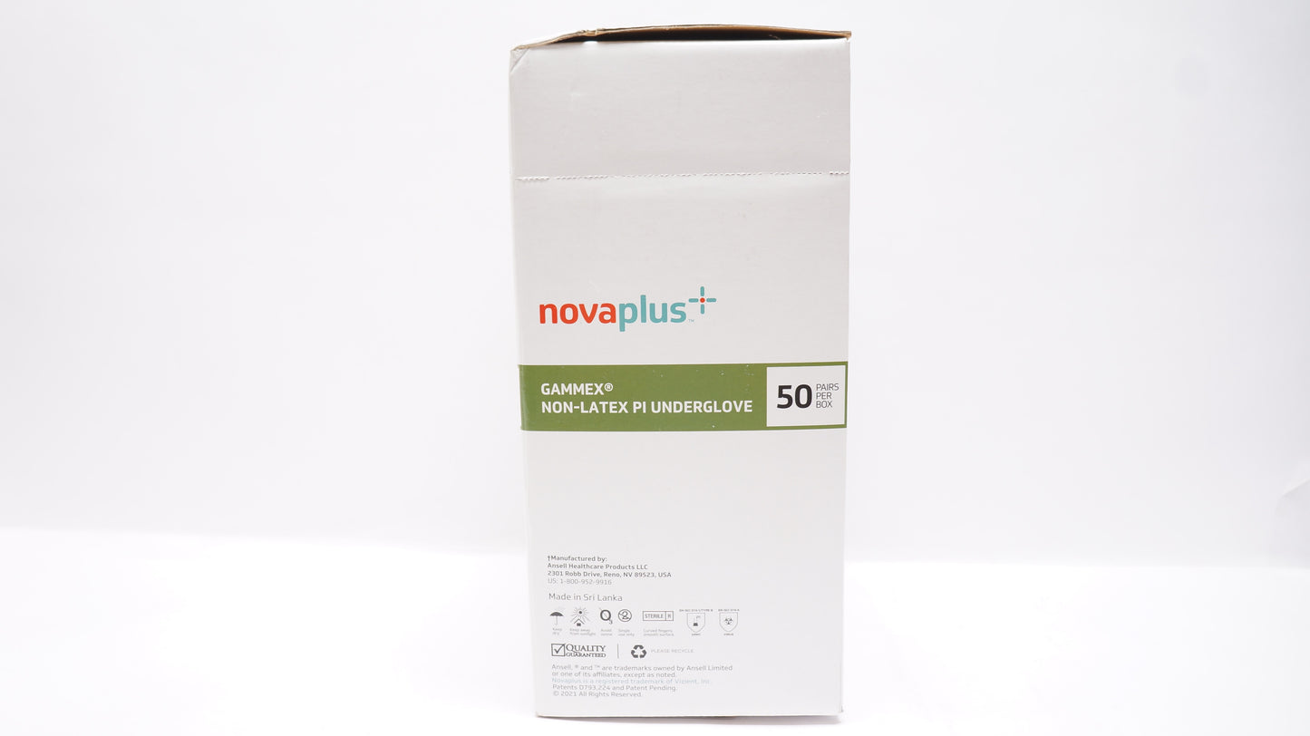 Gammex PI Underglove, Polyisoprene, Size 8.5, Powder-Free, Green, Non-Latex, 50 pr/bx, 4 bx/cs (US Only) (For Sale to Authorized NovaPlus Customers Only)