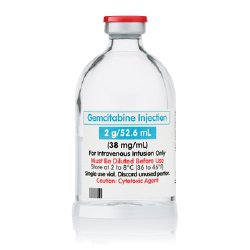 Gemcitabine Injection, 2 g, 52.6 ml Vial, Single Dose, Onco-Tain Glass Fliptop Vial (Rx) (Item is Non-Returnable) (We must have your Wholesale Drug License on File before shipping this product) (US Only, Excluding IN and ND)