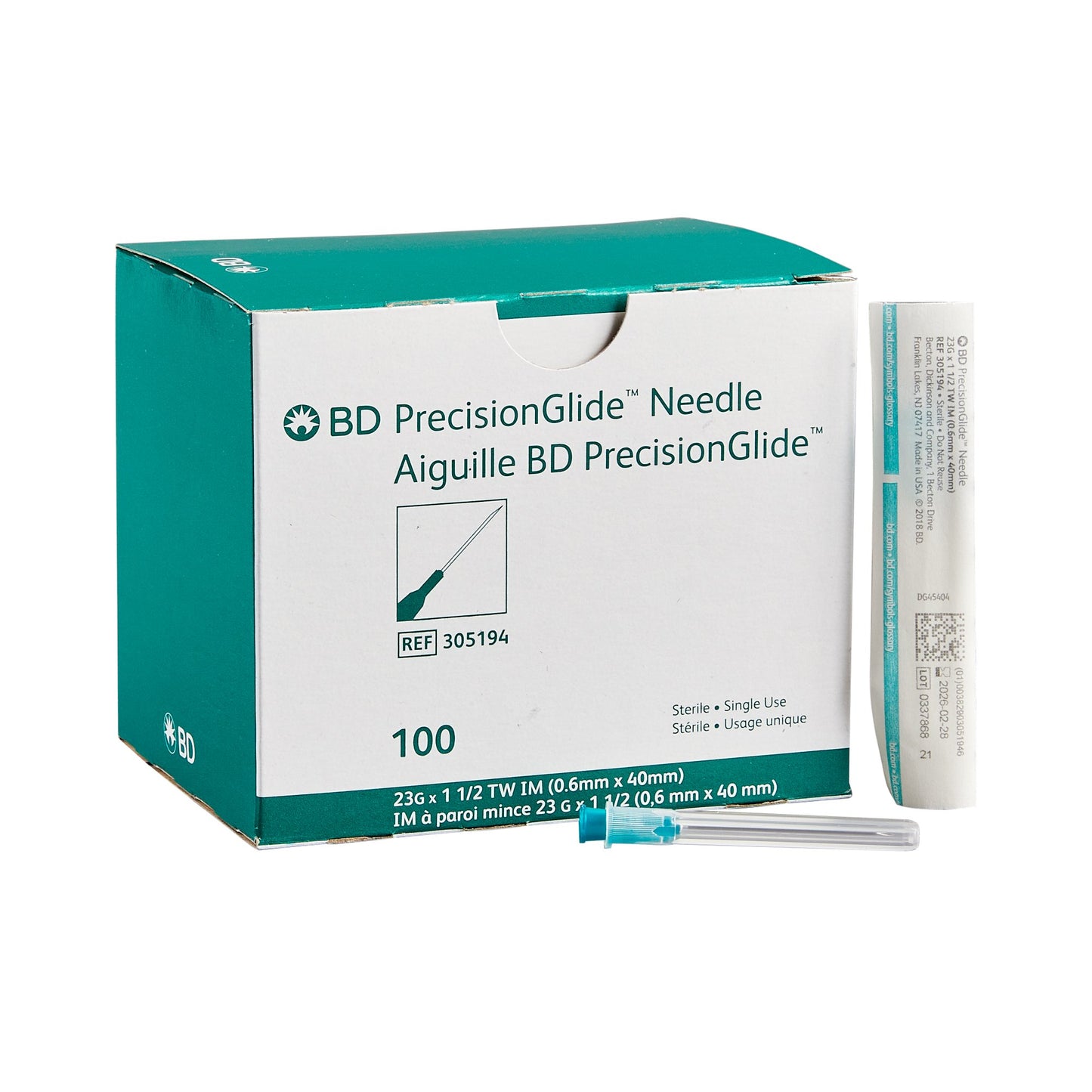 IM Needle, 23G x 1_" Thin Wall, Regular Bevel, Sterile, 100/bx, 10 bx/cs (Continental US Only) (Drop Ship Requires Pre-Approval)