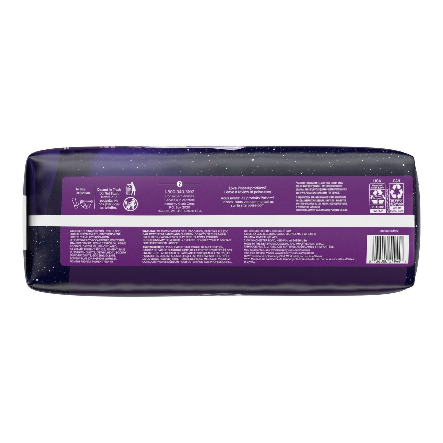 Poise Extra Coverage Pad, Fresh Protection, Long, 36/pk, 2pk/cs