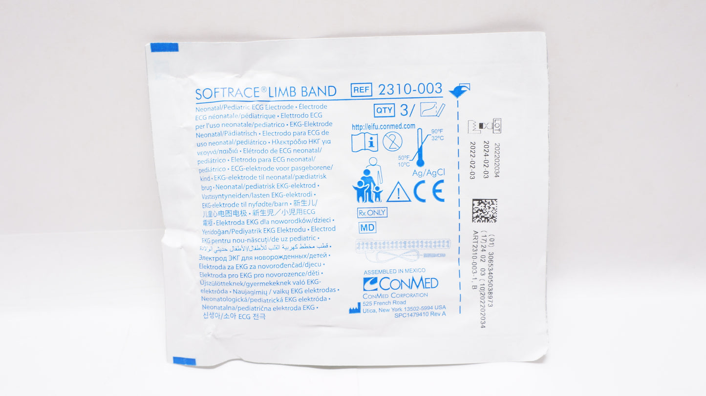 Softrace Limb Band Electrodes, 3/pouch, 100 pouches/cs