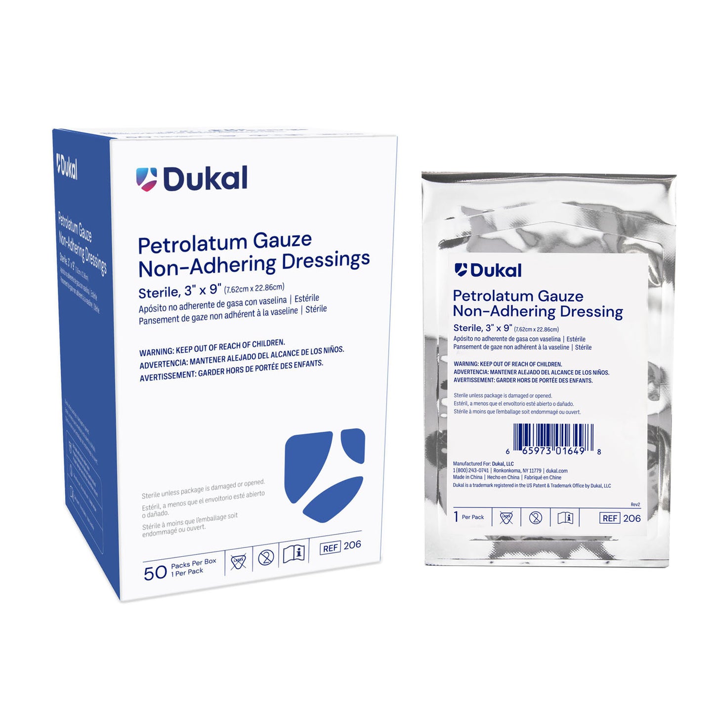 Petrolatum Gauze Dressing, 3" x 9", Sterile, 1/pk, 50 pk/bx