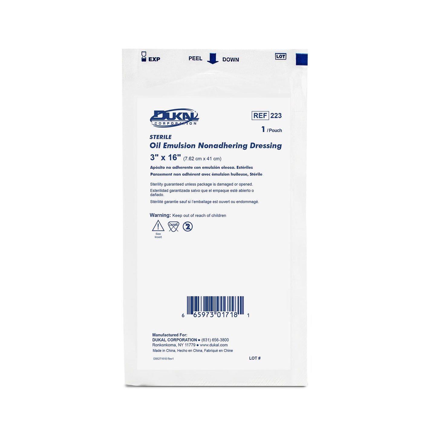 Oil Emulsion Dressing, 3" x 16", Sterile, 1/pk, 36 pk/bx