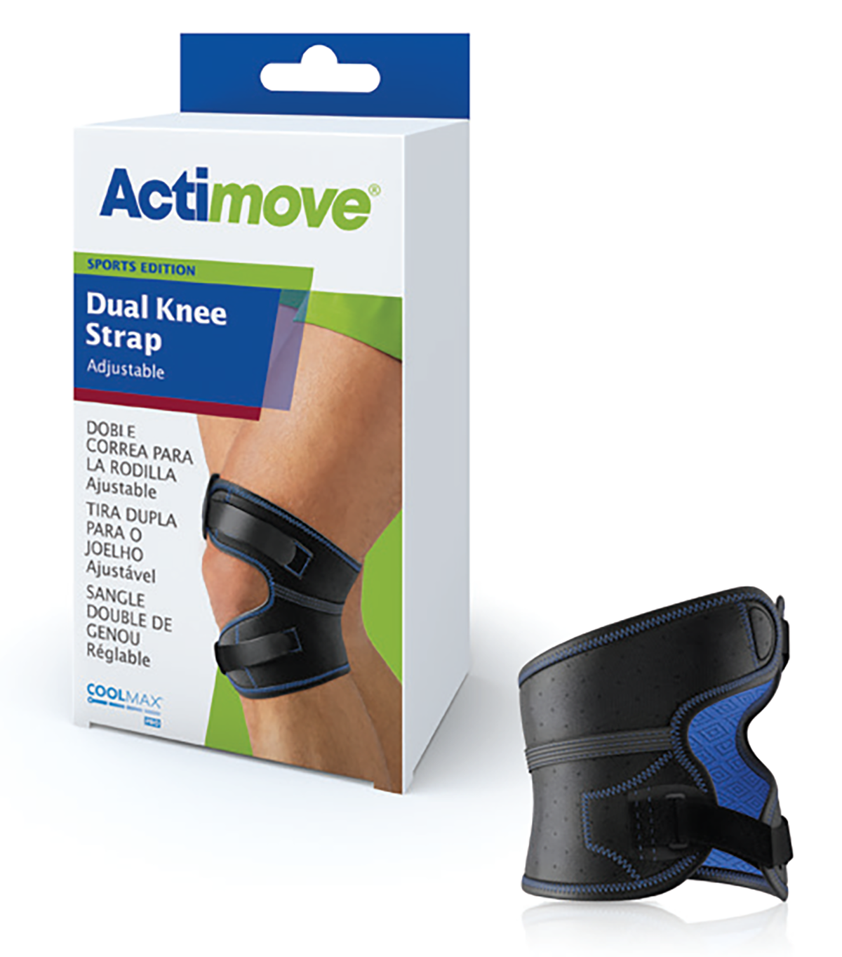 Actimove Dual Knee Strap, Adjustable, Black, Small (Continental US Only)