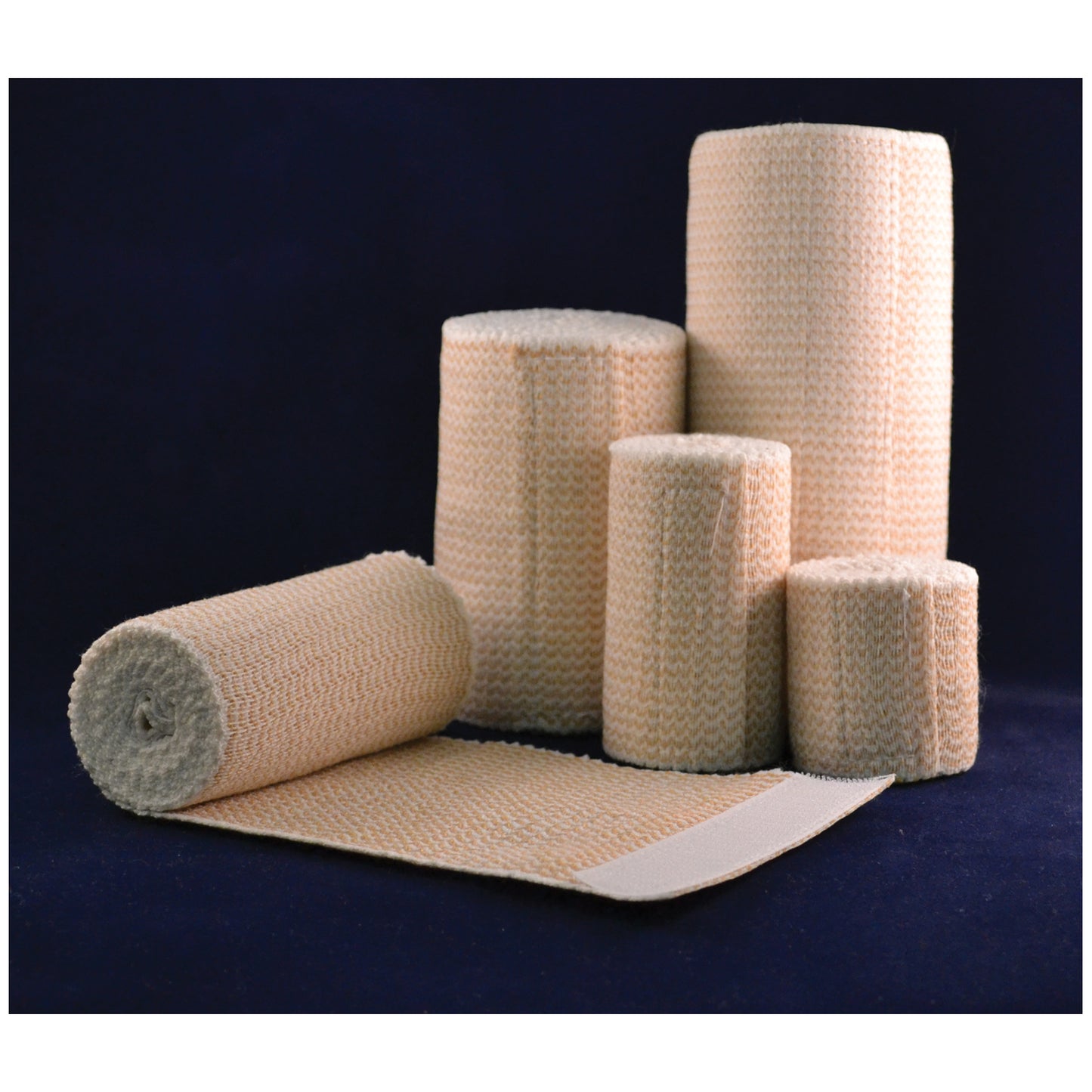 Premium Elastic Bandage, 2" x 5 yds (Stretched) with Double Velcro Closure, Tan/ White Honeycomb, Latex Free (LF), 10/bx, 5 bx/cs