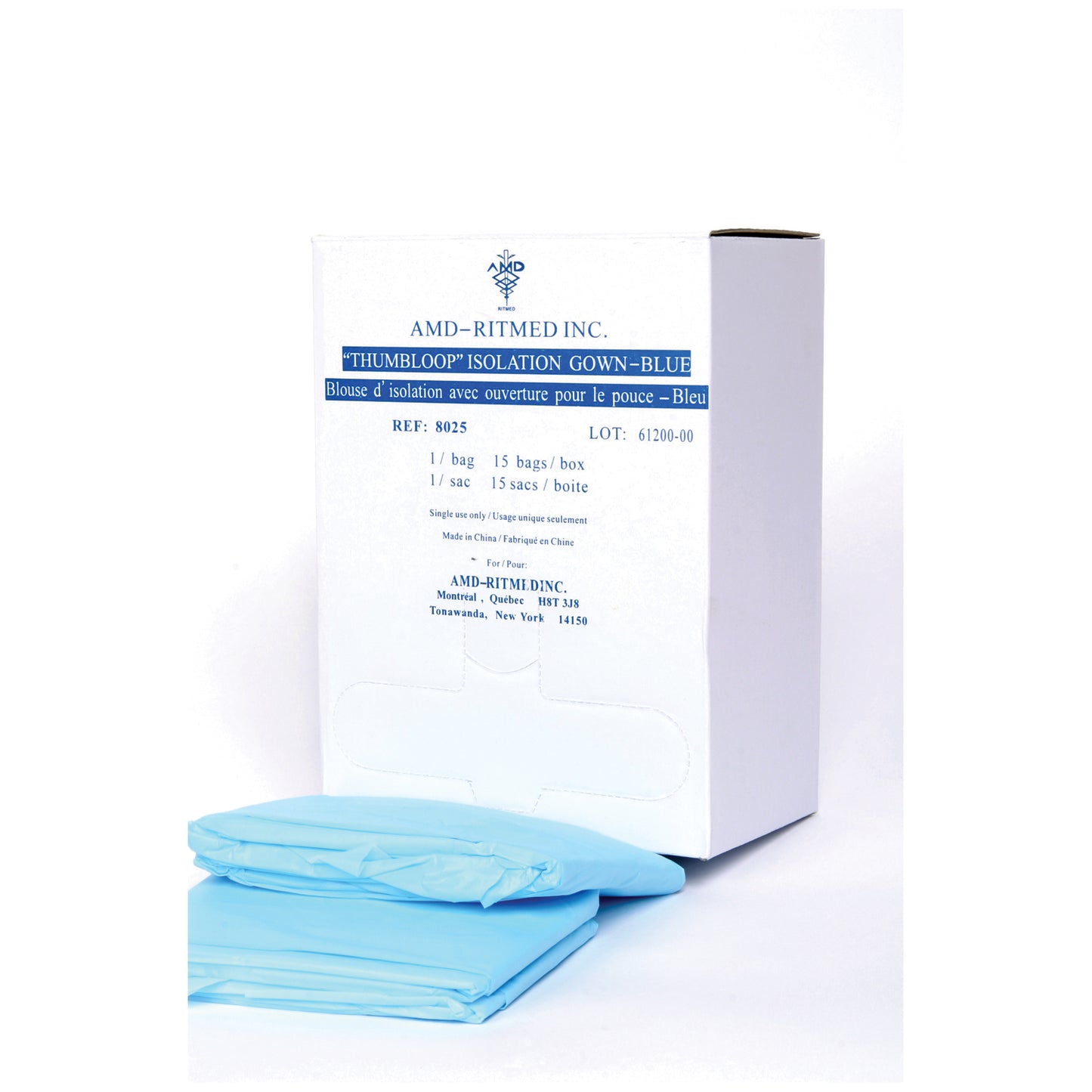 Impervious Gown, Regular, Blue Poly Thumb Loop, 15/bg, 5 bg/cs