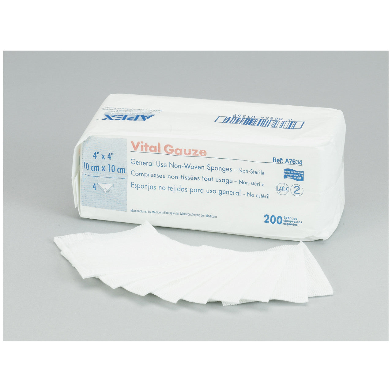Gauze Sponge, 2" x 2", 12-Ply, Non-Sterile, 200/bg, 40 bg/cs