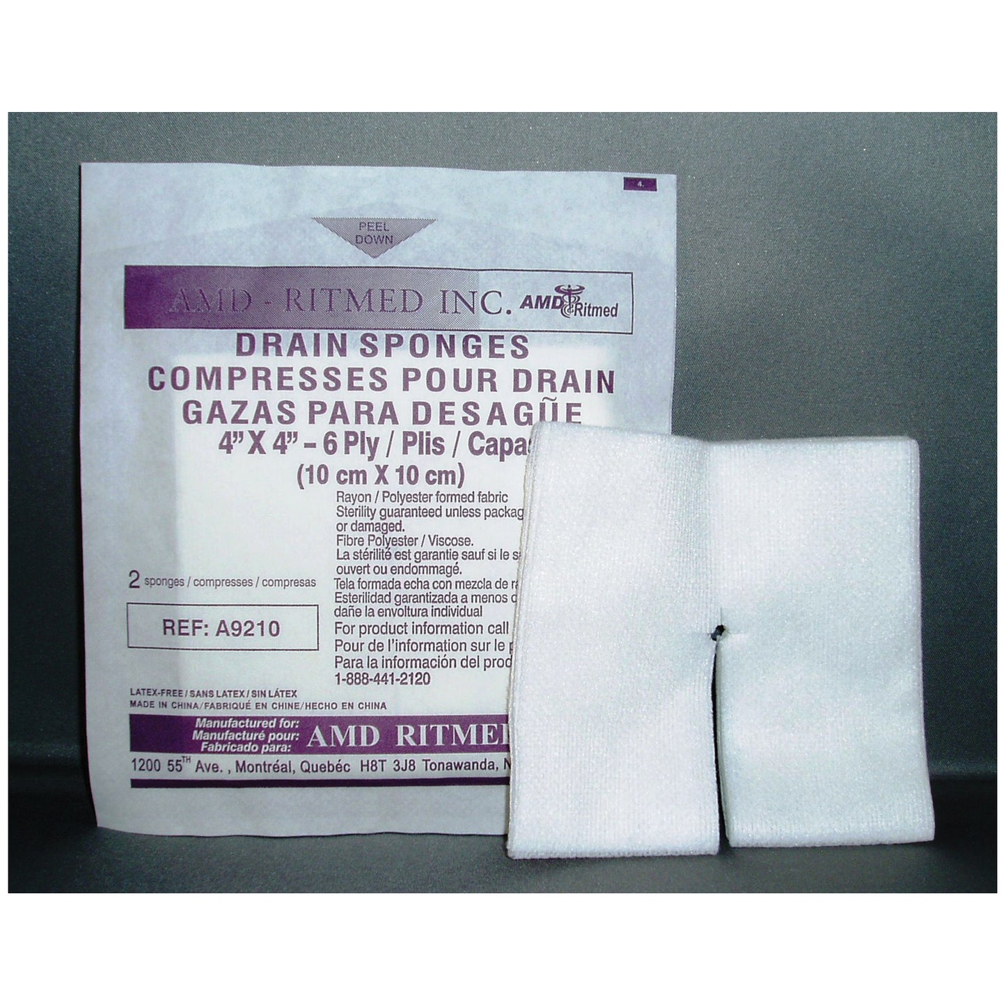 No-Split Sponge, 4" x 4", 6-Ply, Sterile 2s, 50/pk, 12 pk/cs