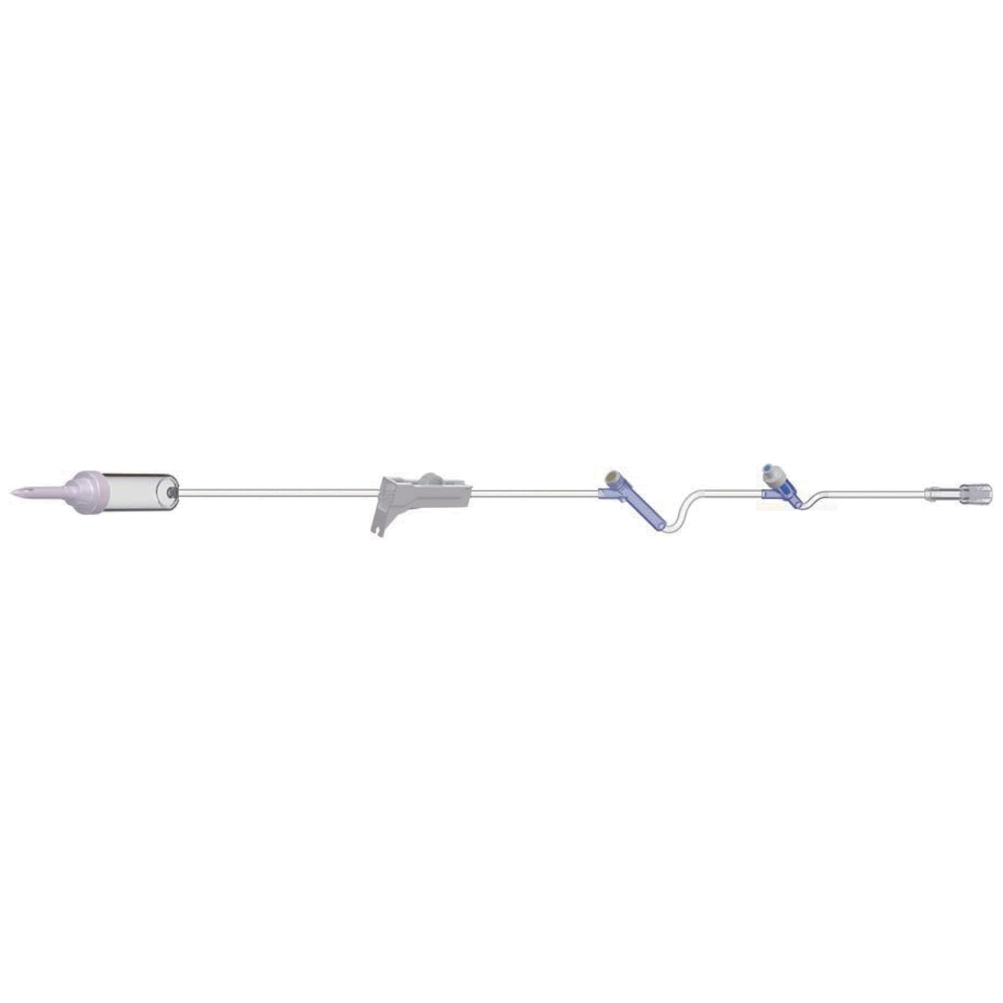 IV Admin Set, 10 Drops Per mL, 83" Length, 17mL Priming Volume, Non-Vented, Roller Clamp, 1 Pre-Pierced Y Site, 1 AMSafe Needle-Free Y Site, Rotating Male Luer Lock, PE Poly Pouch, 50/cs (90 cs/plt)