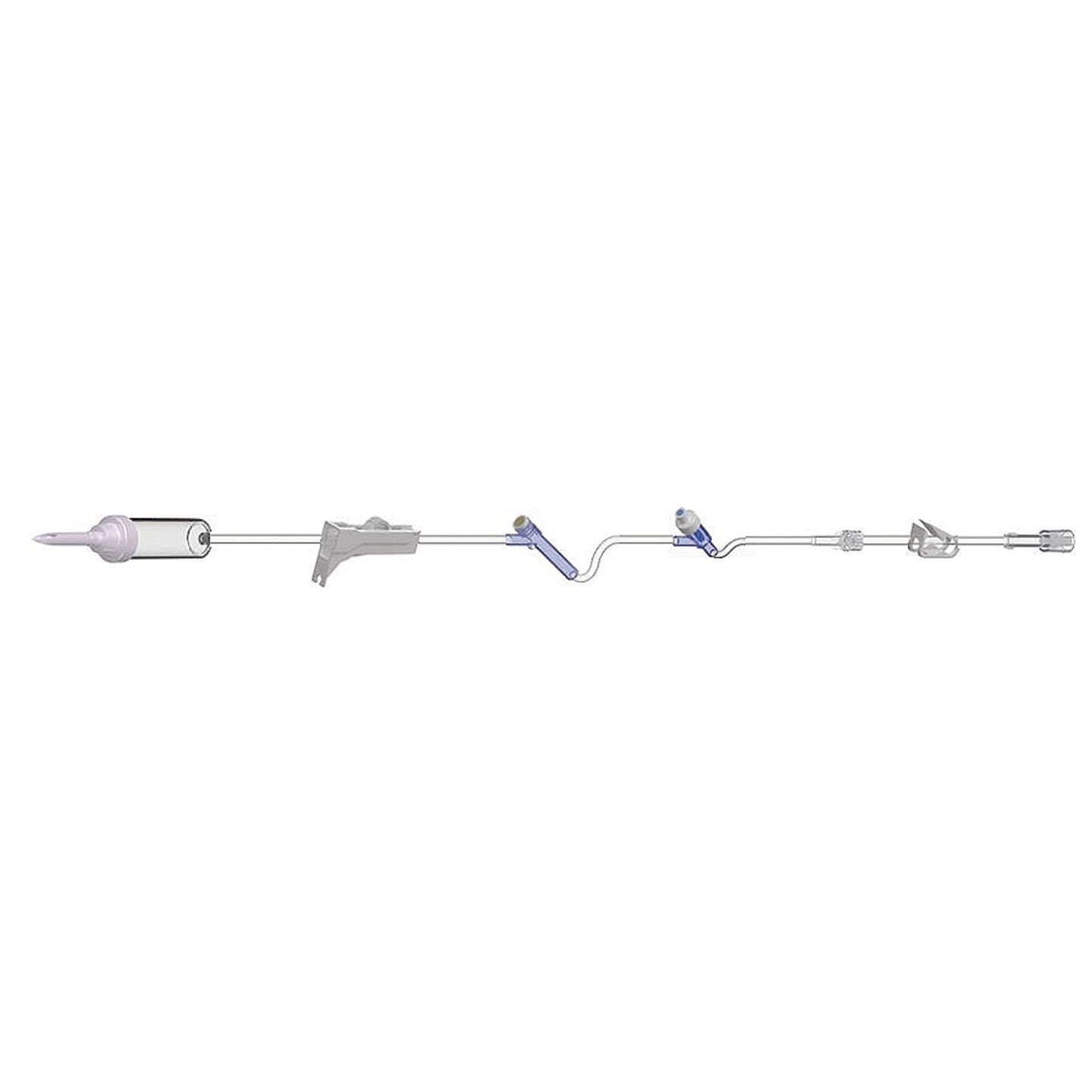 IV Admin Set, 15 Drops Per mL, 89" Length, 16 mL Priming Volume, Non-Vented, Roller Clamp, 1 Pre-Pierced Y Site,1 AMSafe Needle-Free Y Site with Pre-Attached Extension Set, Roberts Clamp, Rotating Male Luer Lock, PE Poly Pouch, 50/cs