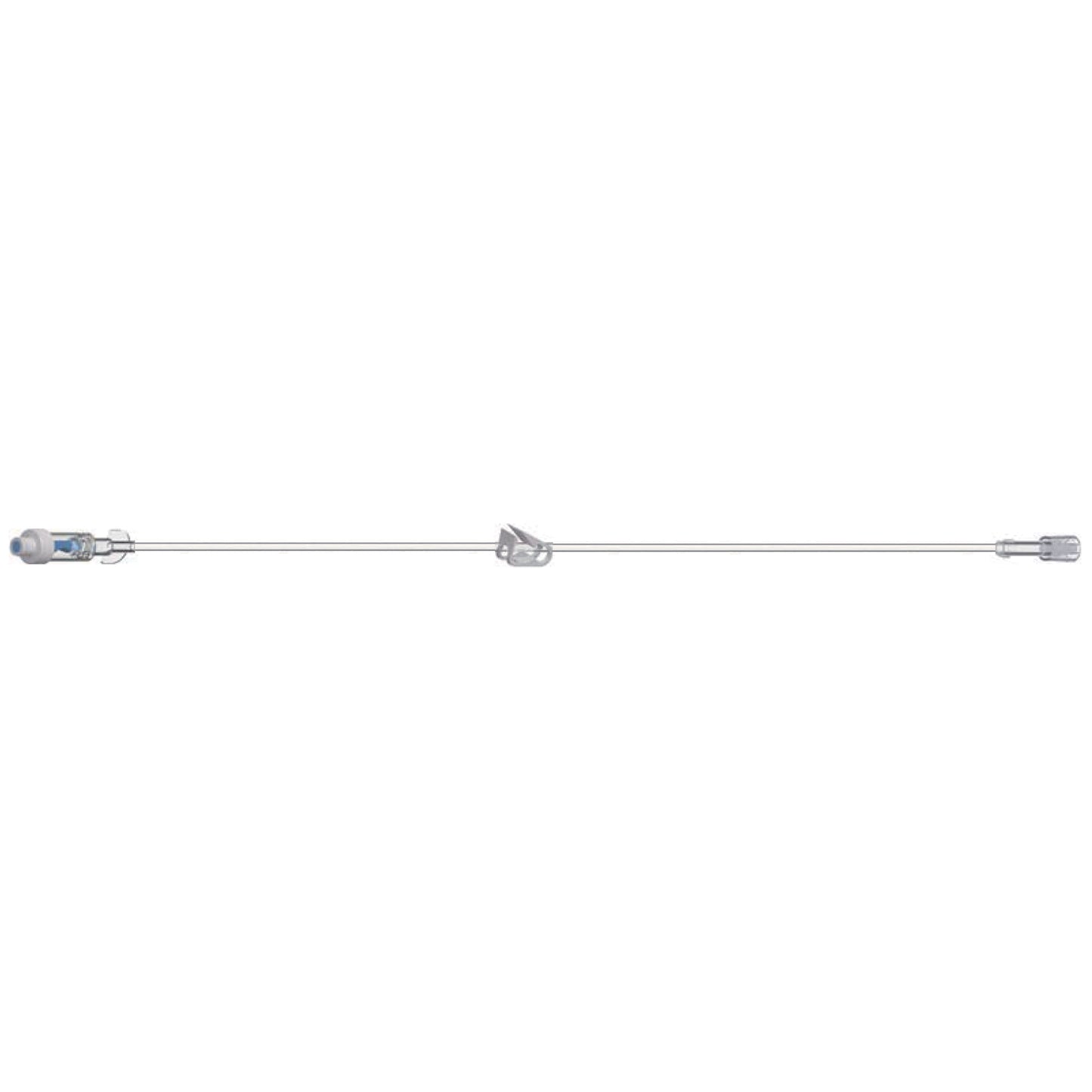 Standard Bore IV Extension Set, 8" Length, 1.2 mL Priming Volume, 1 AMSafe Needle-Free Connector, Roberts Clamp, Rotating Male Luer Lock, PE Poly Pouch, 100/cs
