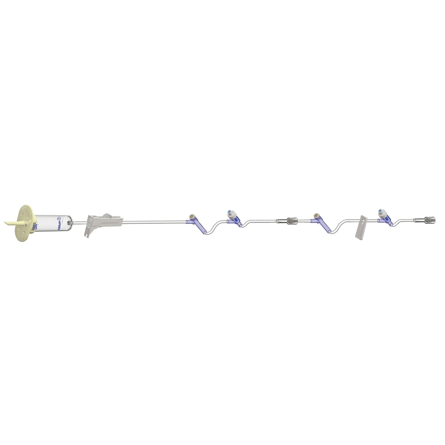 AMSafe-3 IV Set, Adjust to 10, 15, 60 Drops Per mL, 91" Length, 24 mL Priming Volume, Roller Clamp, 1 Pre-Pierced Y Site, 1 AMSafe Needle-Free Y Site, Pre-Attached Extension Set with 1 Pre-Pierced Y Site,1 AMSafe Needle-Free Y Site, Rotating Male Luer Lock, PE Poly Pouch, 50/cs
