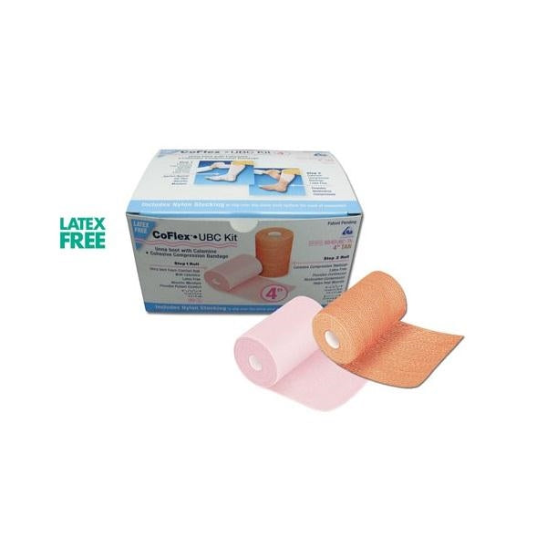 Unna Boot, Lite, 4" x 6 yds Absorbent Foam Dressing Impregnated with Zinc (Step 1), 4" x 7 yds Cohesive Bandage (Step 2), Tan, Latex Free (LF), 2 rls (1 of each Step)/bx, 8 bx/cs
