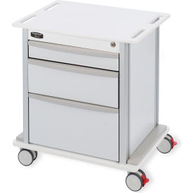 Rolling Storage Cart, w/ 5" Casters, Locking 3-Drawered Cart, Lightweight, 3" Locking Casters, White Powder-Coated Aluminum Composite Material (ACM), High Density Polyethylene (HDPE) (Made in the USA)