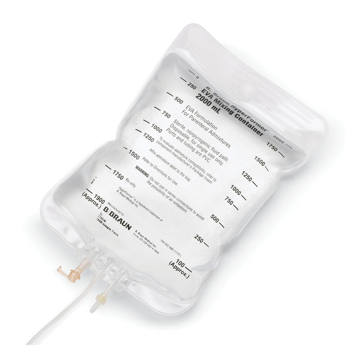 TPN Bag, 2-Lead Vented Transfer Set, Large Bore Tubing & Plastic Sealing Clip, 2000mL, 40/cs (Rx) (Item is Non-Returnable) (Continental US+HI Only, Excluding IN and ND) <Strong style="color:red">Max weekly quantity allowed: 10</Strong>