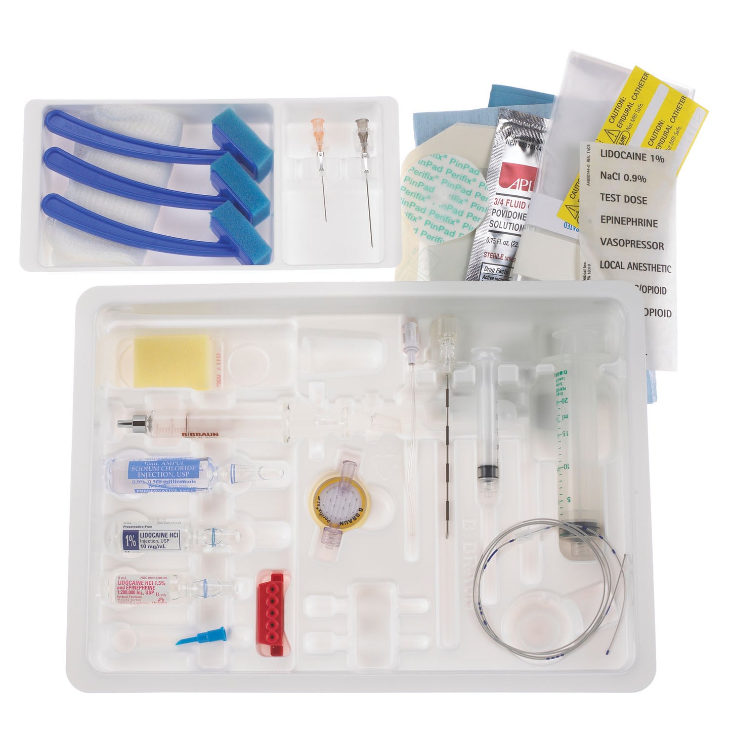 Continuous Epidural Tray, 17G x 3_" Winged Safety Tuohy Needle & 19G Springwood Closed Tip Catheter (Rx) (Item is Non-Returnable), 10/cs (Continental US+HI Only, Excluding IN and ND)