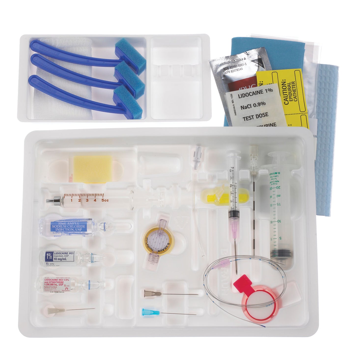 Continuous Epidural Tray, 17G x 3_" Tuohy Needle, 20G Soft Tip Catheter with Closed Tip, 5cc Luer Slip Glass LOR Syringe & Drugs (Rx) (Item is Non-Returnable), 10/cs (Continental US+HI Only, Excluding IN and ND)