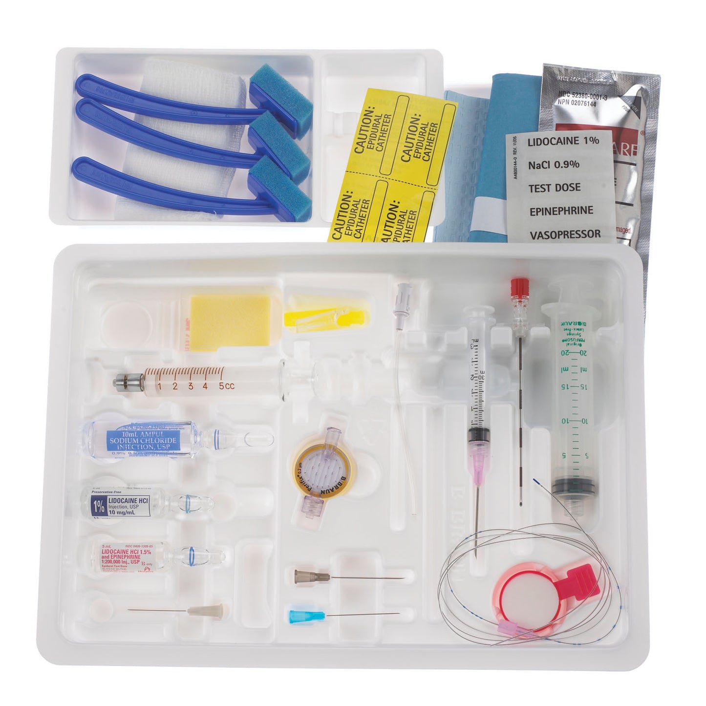 Continuous Epidural Tray, 18G x 3_" Hustead Needle, 20G Soft Tip Catheter with Closed Tip & Drugs (Rx) (Item is Non-Returnable), 10/cs (Continental US+HI Only, Excluding IN and ND)