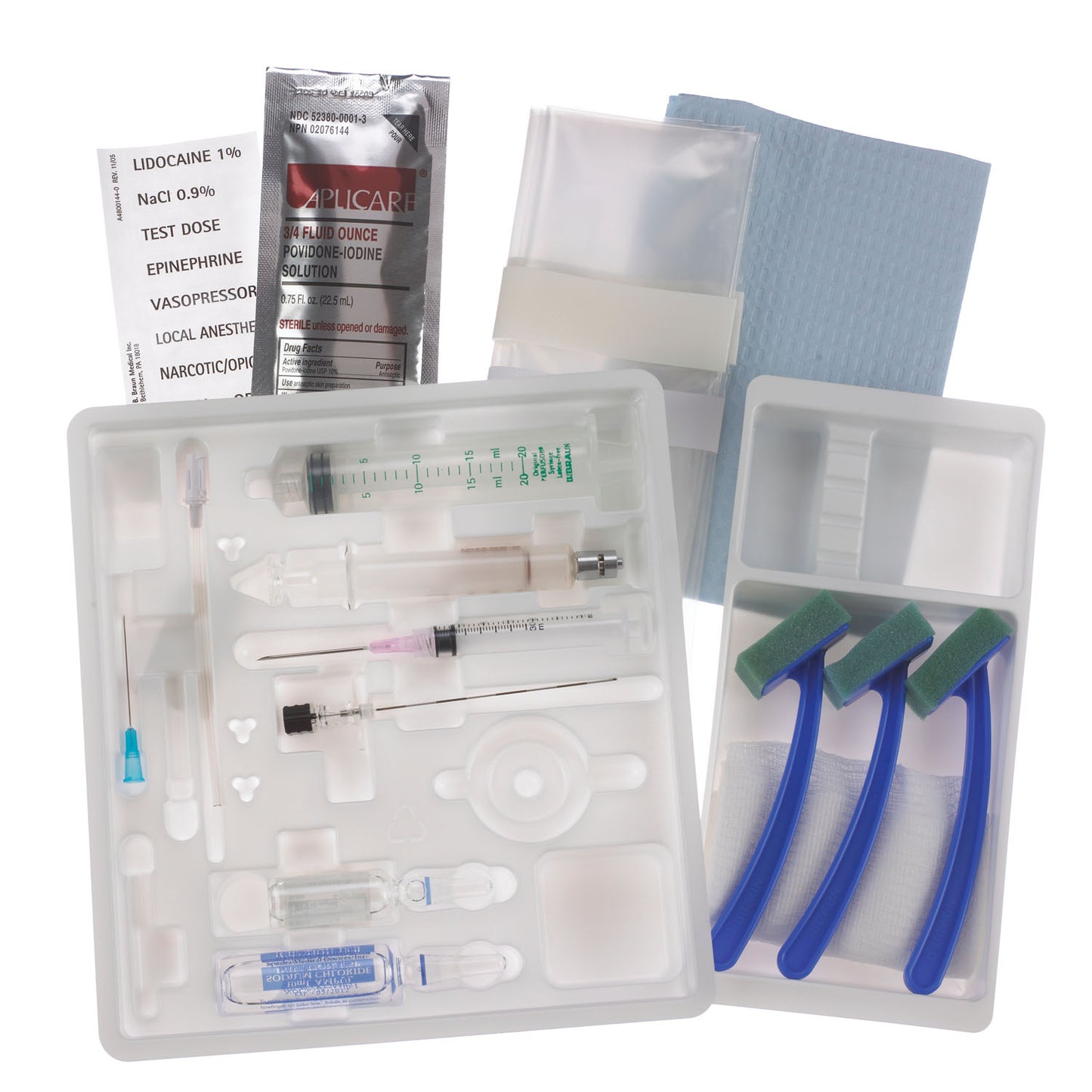 Single Dose Epidural Tray, 22G x 3" Tuohy Epidural Needle (Rx) (Item is Non-Returnable), 10/cs (Continental US+HI Only, Excluding IN and ND)