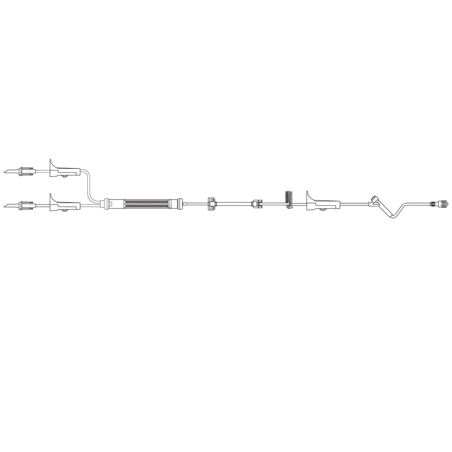 Y-Type Blood Set, Two Non-Vented Spikes, Three Roller Clamps, 170 Micron Blood Filter, Free Flow Protection Clamp, SAFELINE Injection Site, SPIN LOCK Connector, Latex Free (LF), 39mL Priming Volume, 120"L, 24/cs (Rx) (Continental US+HI Only)